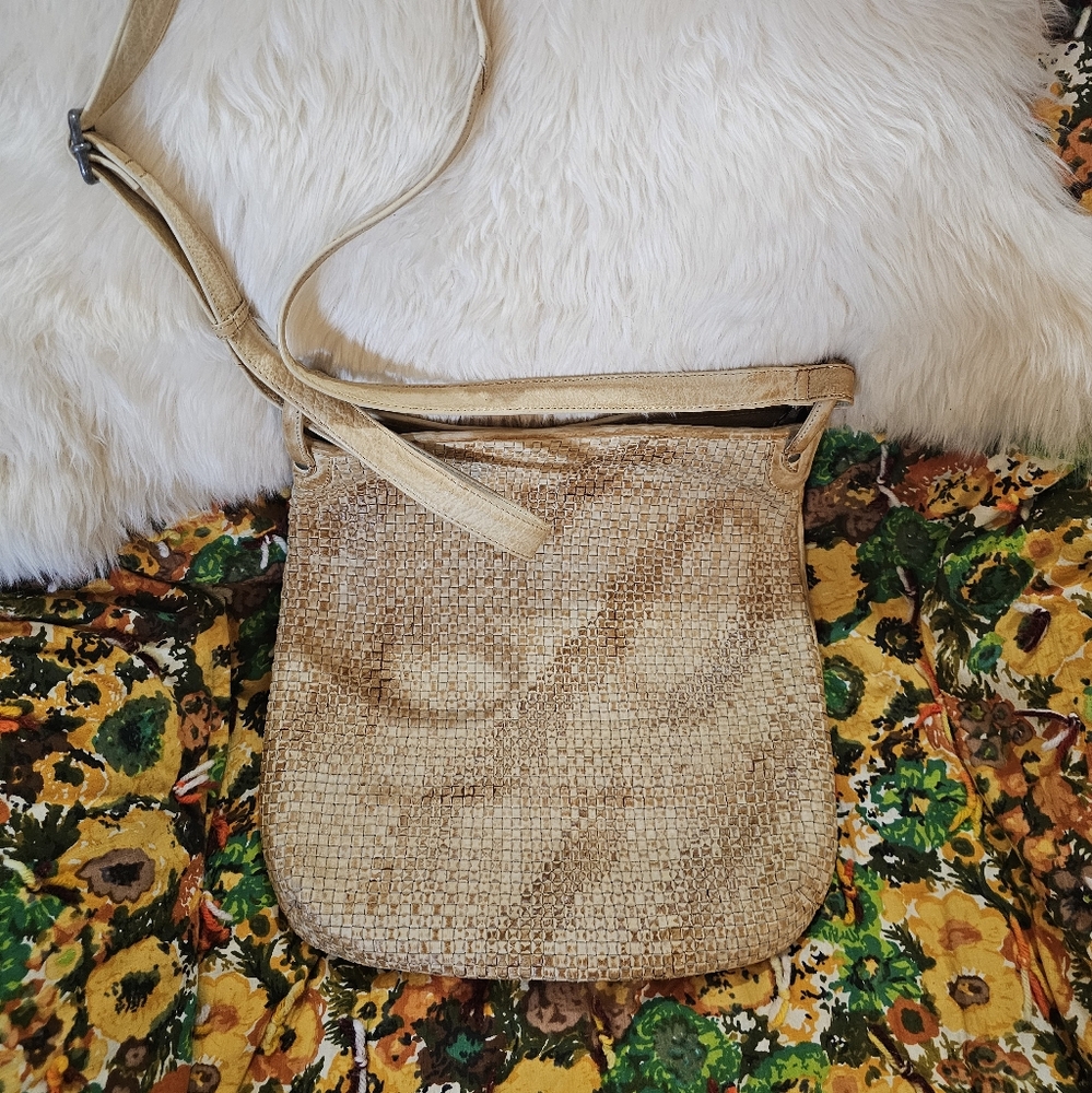 Adrian Klis Tan Crossbody Leather Messenger Bag